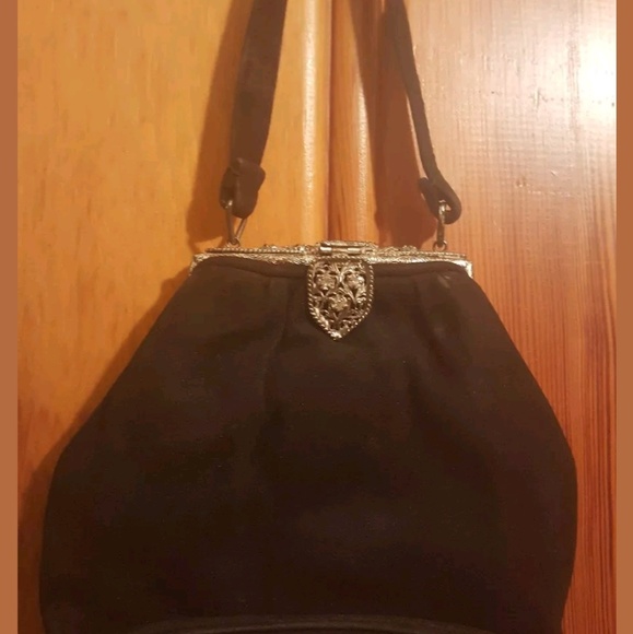 Vintage (40's-50's) Velvet black clutch - Picture 1 of 4